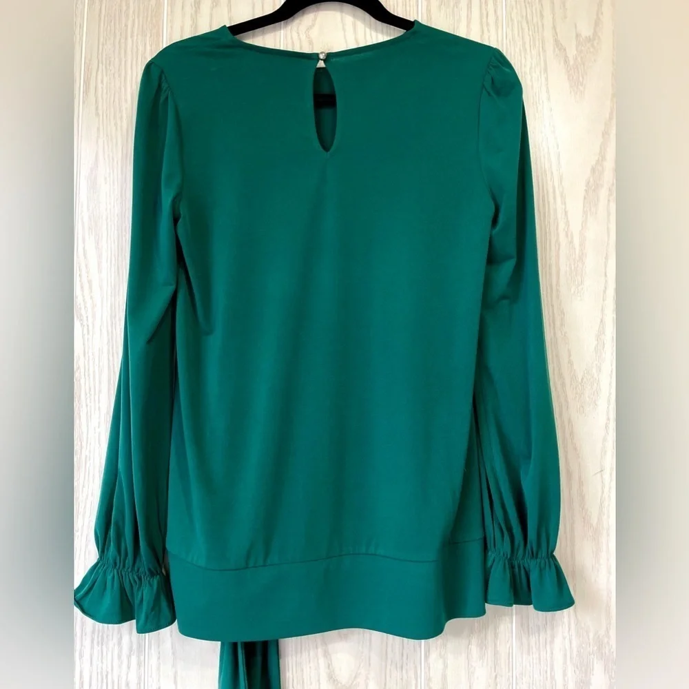 Michael Michael Kors Women's Tie-Front Ruffle-Sleeve Top, Dark Emerald Size S - Picture 5 of 5